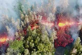 美国夏威夷火山爆发 岩浆喷射高度达23层楼